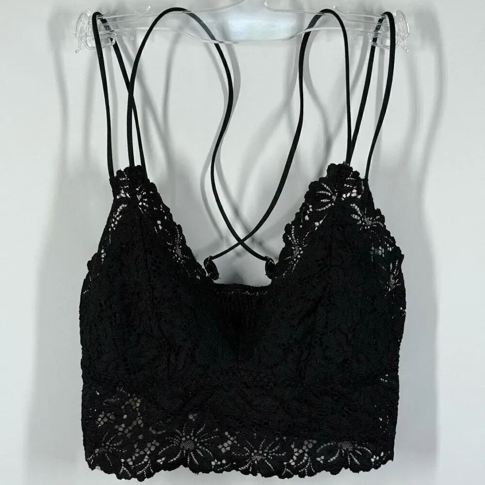 A10 -- PINK Victoria's Secret Black Lace Bralette Size Small